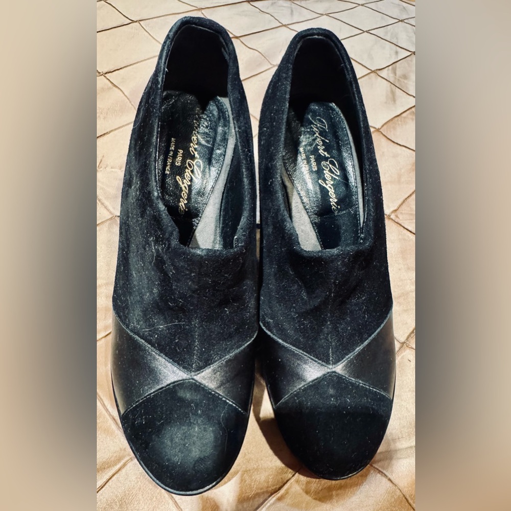 Robert Clergerie Black Suede and Leather Footwear, comfortable wedges
